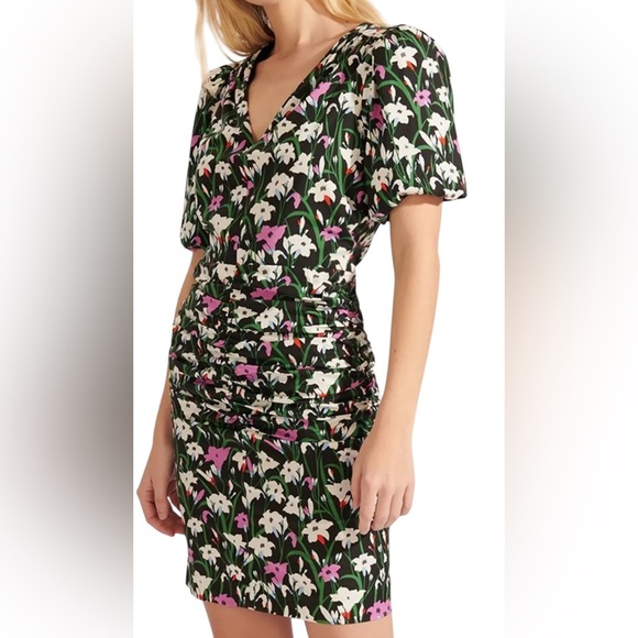 Floral Print Dress with Ruched Detail - Picture 1 of 16